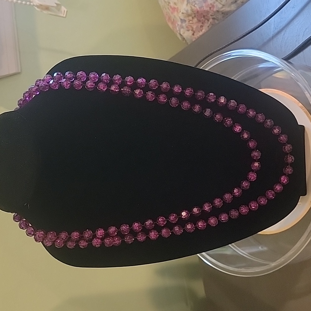 A09 purple acrylic beads necklace